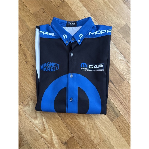 Mopar Logo Automotive Pit Mechanic Button Down Shirt Size Large 105 - Picture 4 of 4